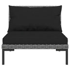vidaXL Patio Lounge Set Outdoor Sectional Sofa Set Table Poly Rattan Dark Grey