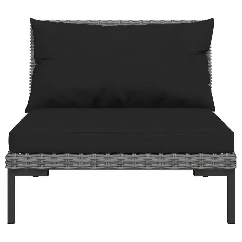 vidaXL Patio Lounge Set Outdoor Sectional Sofa Set Table Poly Rattan Dark Grey
