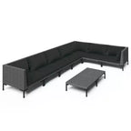 vidaXL Patio Lounge Set Outdoor Sectional Sofa Set Table Poly Rattan Dark Gray
