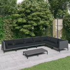 vidaXL Patio Lounge Set Outdoor Sectional Sofa Set Table Poly Rattan Dark Gray