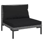vidaXL Patio Lounge Set Outdoor Sectional Sofa Set Table Poly Rattan Dark Gray