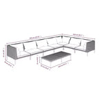 vidaXL Patio Lounge Set Outdoor Sectional Sofa Set Table Poly Rattan Dark Gray