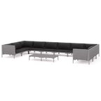vidaXL Patio Lounge Set Outdoor Sectional Corner Sofa Poly Rattan Dark Grey