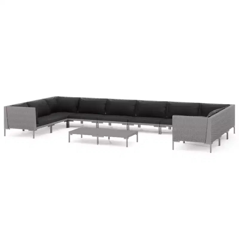 vidaXL Patio Lounge Set Outdoor Sectional Corner Sofa Poly Rattan Dark Grey