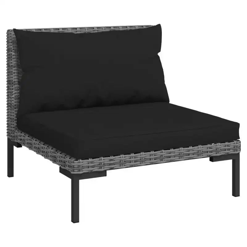 vidaXL Patio Lounge Set Outdoor Sectional Corner Sofa Poly Rattan Dark Grey