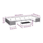 vidaXL Patio Lounge Set Outdoor Sectional Corner Sofa Poly Rattan Dark Grey