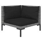 vidaXL Patio Lounge Set Outdoor Sectional Corner Sofa Poly Rattan Dark Grey