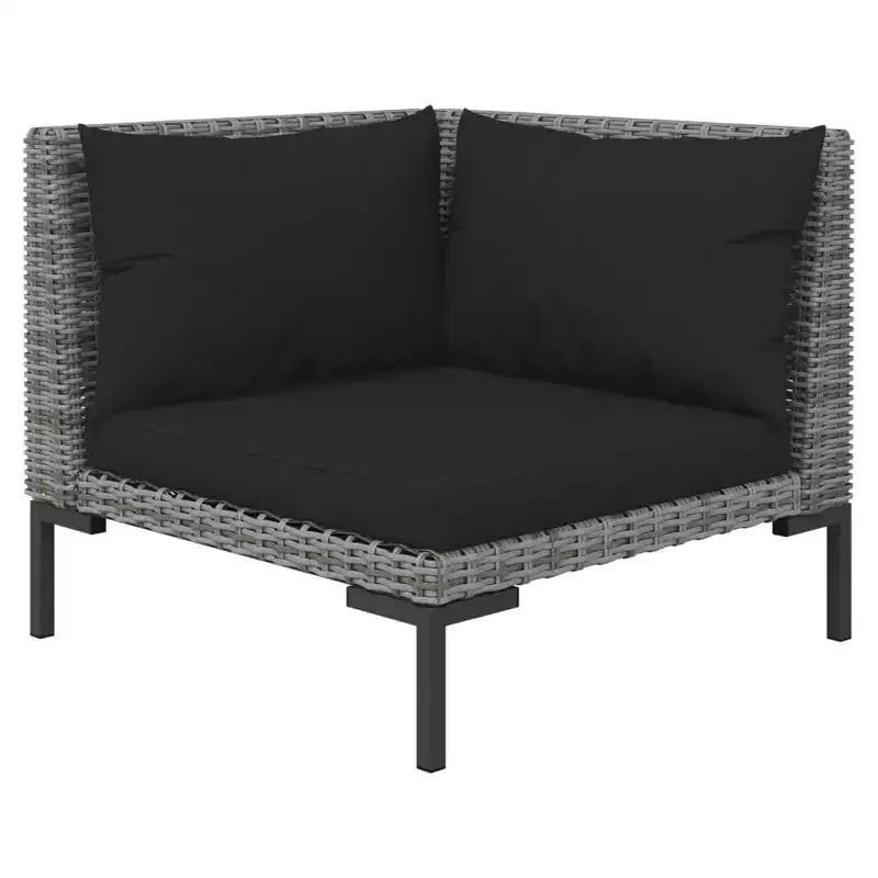 vidaXL Patio Lounge Set Outdoor Sectional Corner Sofa Poly Rattan Dark Grey