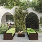 vidaXL Garden Lounge Set Brown PE Rattan 9 Piece Set Modular
