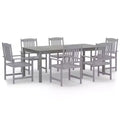 vidaXL Patio Dining Set Table and Chair Furniture Set Solid Wood Acacia Gray