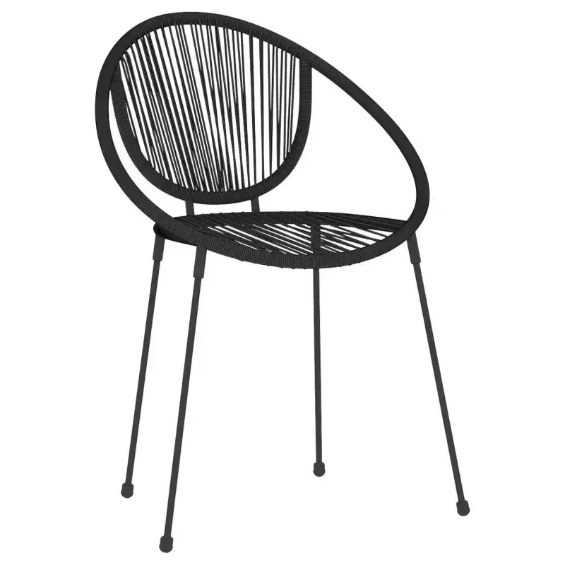 vidaXL Dining Set Black Powder-Coated Steel, Glass, PVC Rattan Stackable