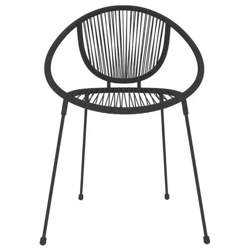 vidaXL Dining Set Black Powder-Coated Steel, Glass, PVC Rattan Stackable