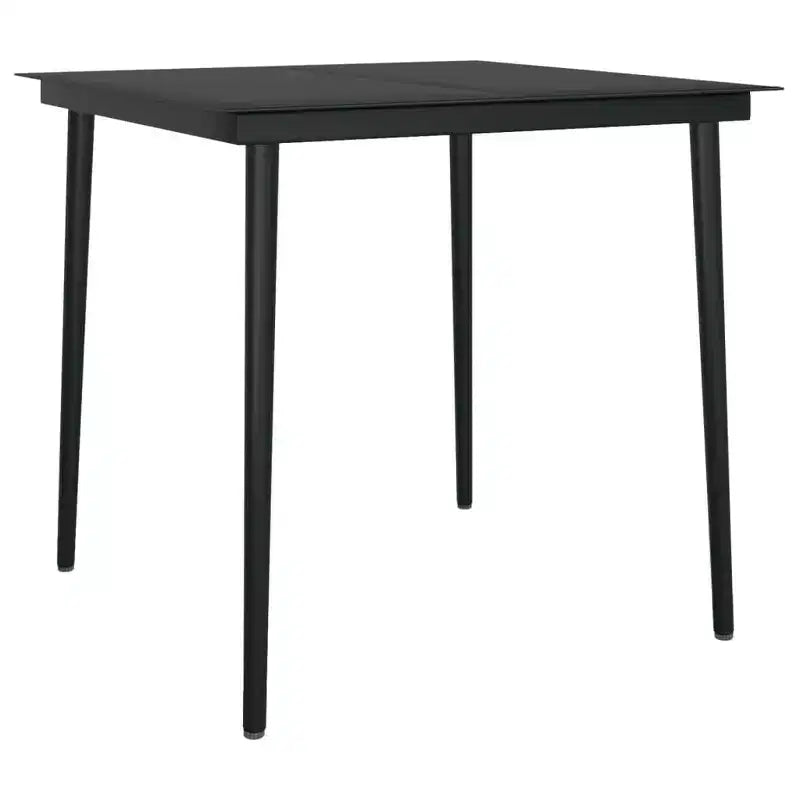 vidaXL Dining Set Black Powder-Coated Steel, Glass, PVC Rattan Stackable