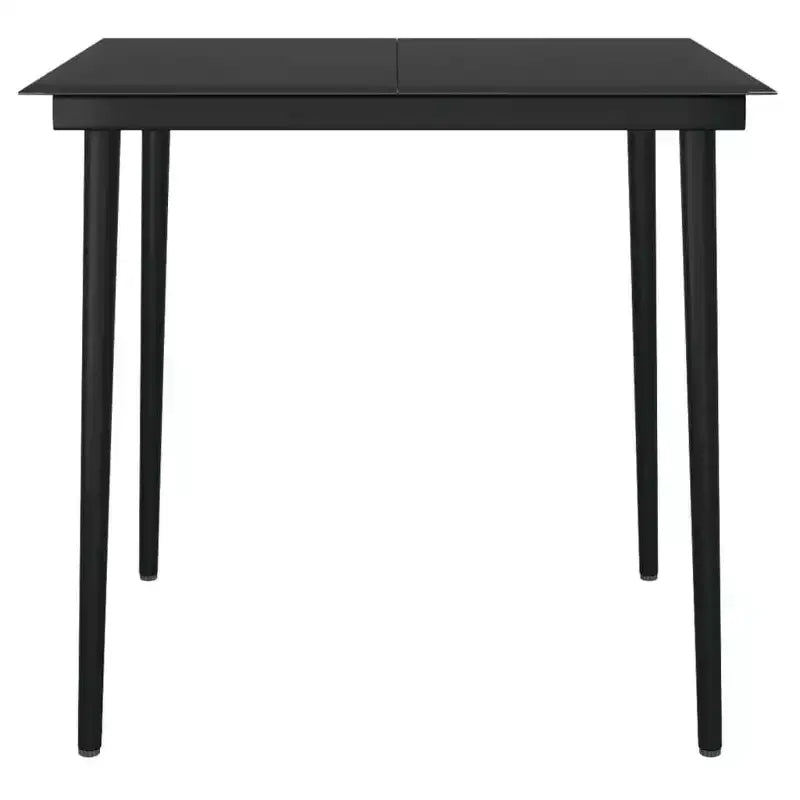 vidaXL Dining Set Black Powder-Coated Steel, Glass, PVC Rattan Stackable