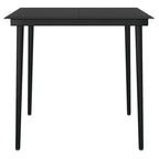 vidaXL Dining Set Black Powder-Coated Steel, Glass, PVC Rattan Stackable