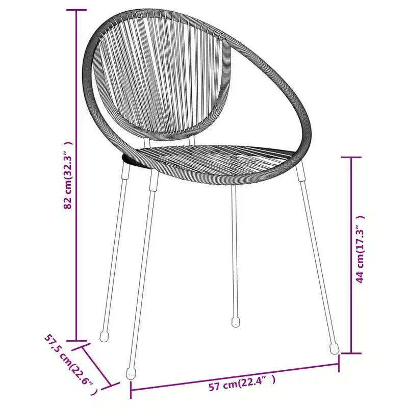 vidaXL Dining Set Black Powder-Coated Steel, Glass, PVC Rattan Stackable