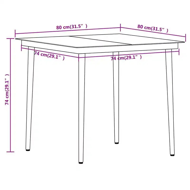 vidaXL Dining Set Black Powder-Coated Steel, Glass, PVC Rattan Stackable