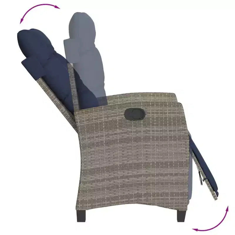 vidaXL Set da pranzo da esterno 9 pz con cuscini, in polyrattan grigio