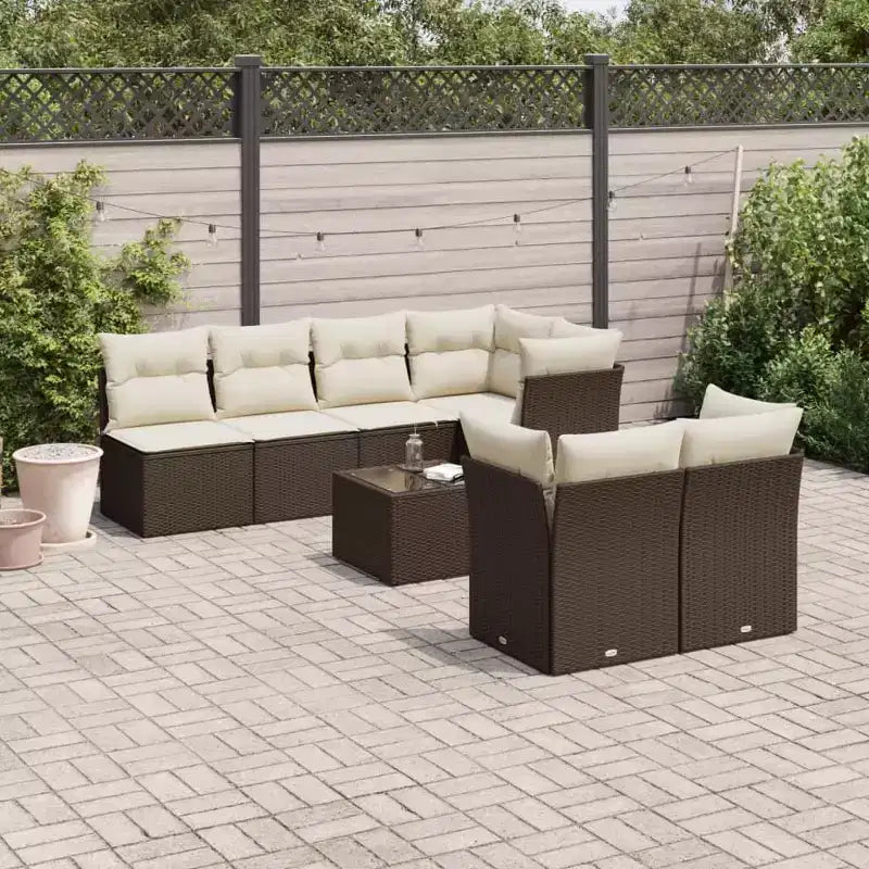 vidaXL Salotto da Giardino Marrone, Bianco Crema