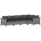 vidaXL 5 Piece Patio Lounge Set with Cushions Gray Poly Rattan
