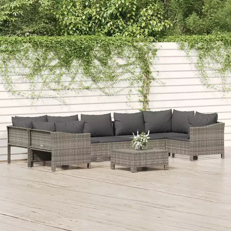 vidaXL Set di Mobili da Giardino Poltrona da Esterno con Cuscini in Polirattan Grigio