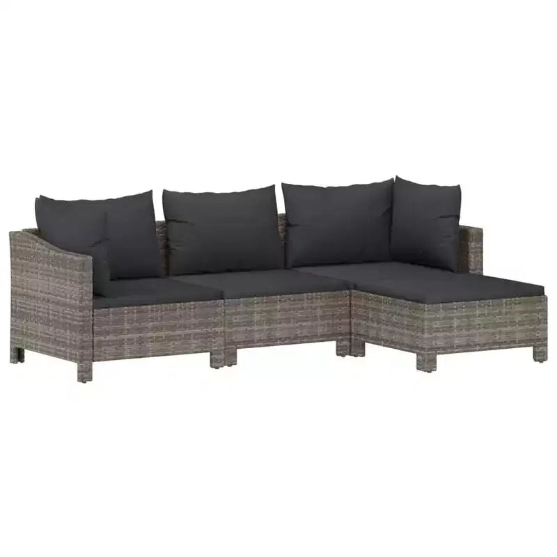 vidaXL Set di Mobili da Giardino Poltrona da Esterno con Cuscini in Polirattan Grigio