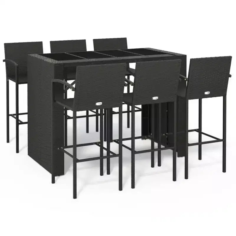vidaXL Garden Bar Set Black PE rattan One Size Ergonomic Bar Table Set