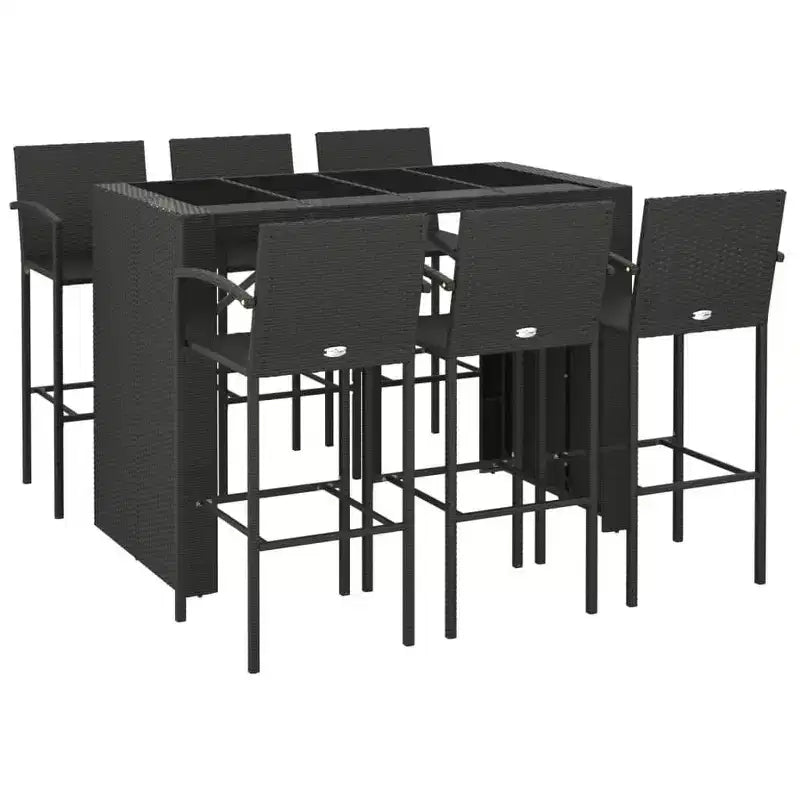 vidaXL Garden Bar Set Black PE rattan One Size Ergonomic Bar Table Set