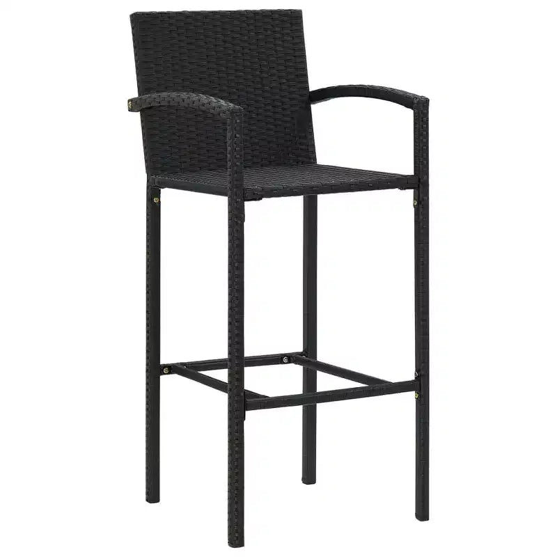 vidaXL Garden Bar Set Black PE rattan One Size Ergonomic Bar Table Set