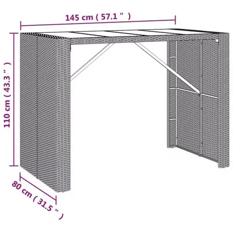 vidaXL Garden Bar Set Black PE rattan One Size Ergonomic Bar Table Set
