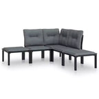vidaXL Patio Lounge Set Outdoor Patio Furniture Black and Gray Poly Rattan