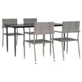 vidaXL Garden Dining Set Grey and Black Poly Rattan, Steel, Tempered Glass - 63 Table Length 4 Items