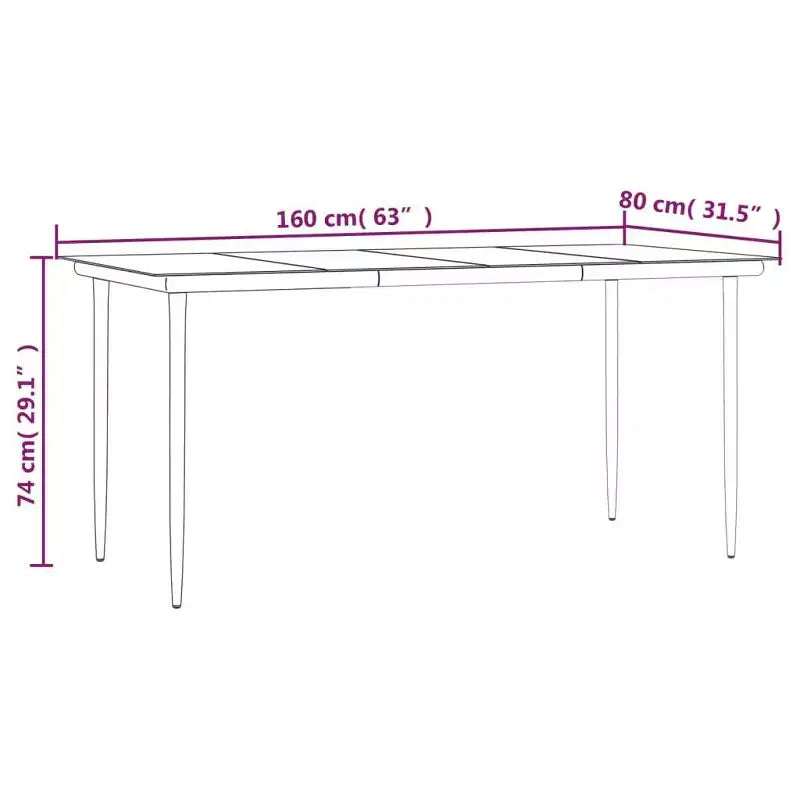 vidaXL Garden Dining Set Grey and Black Poly Rattan, Steel, Tempered Glass - 63 Table Length 4 Items