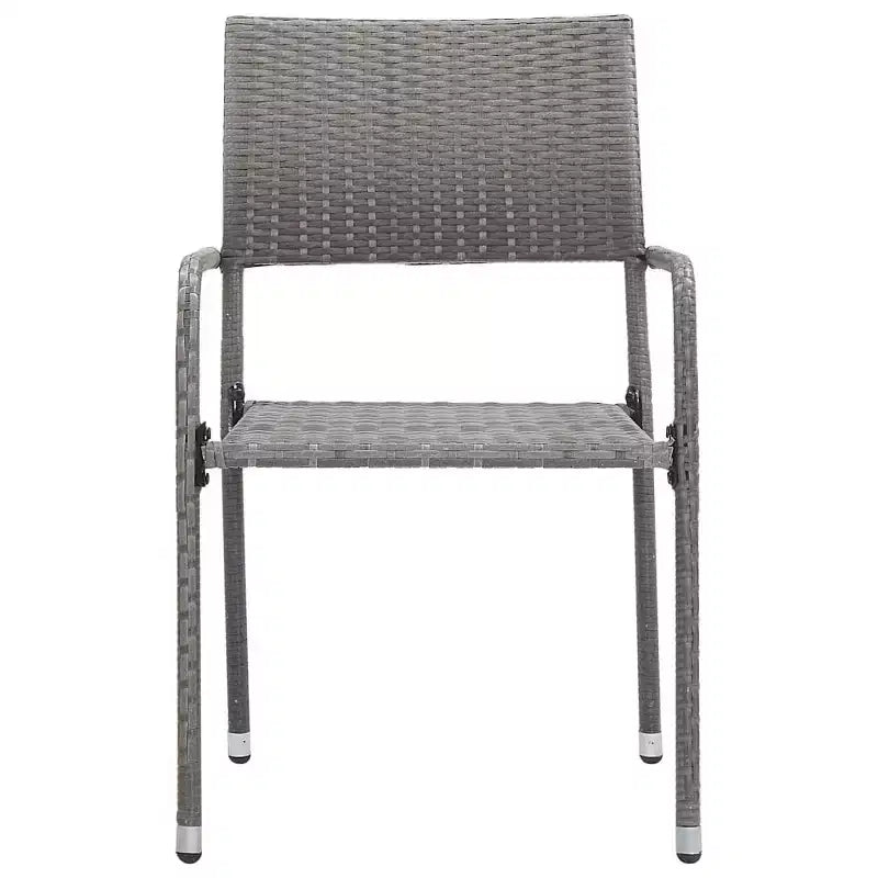 vidaXL Garden Dining Set Grey and Black Poly Rattan, Steel, Tempered Glass - 63 Table Length 4 Items