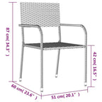 vidaXL Garden Dining Set Black Poly Rattan, Steel, Tempered Glass - 55.1 Table Length 4 Items