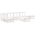 vidaXL Patio Lounge Set - 7 Piece White Solid Pine Wood Outdoor Furniture - Modular Design - Perfect for Gardens, Patios, and Terraces