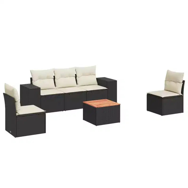 vidaXL Garden Sofa Set Black PE rattan 6-piece set Modular