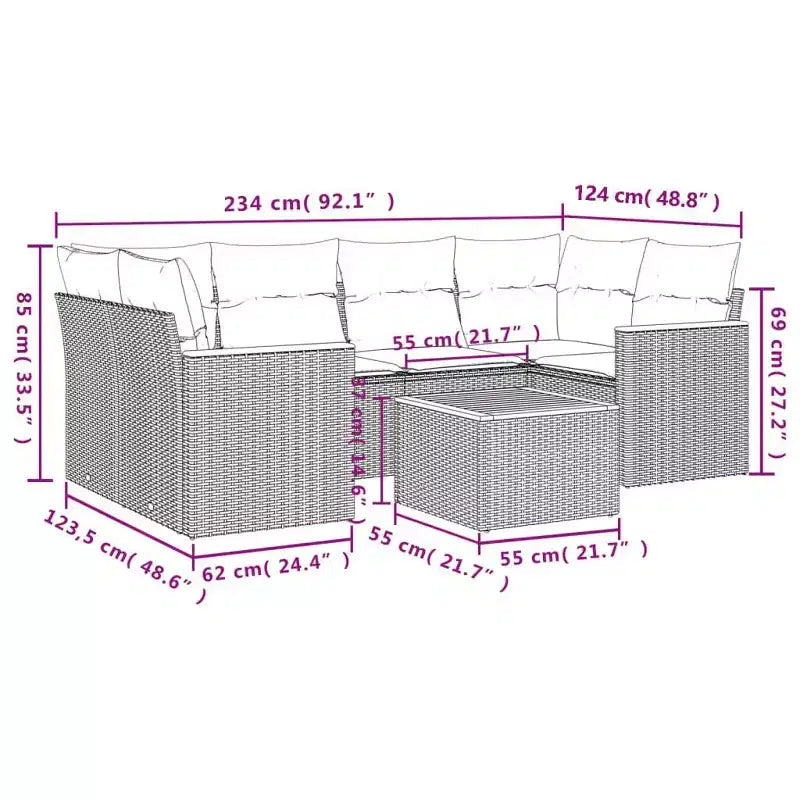 vidaXL Garden Sofa Set Black
