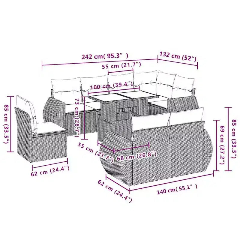 vidaXL Garden Sofa Set Beige