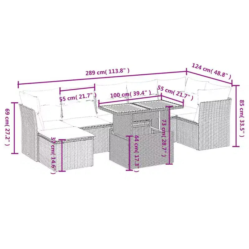 vidaXL Patio Sofa Set Grey