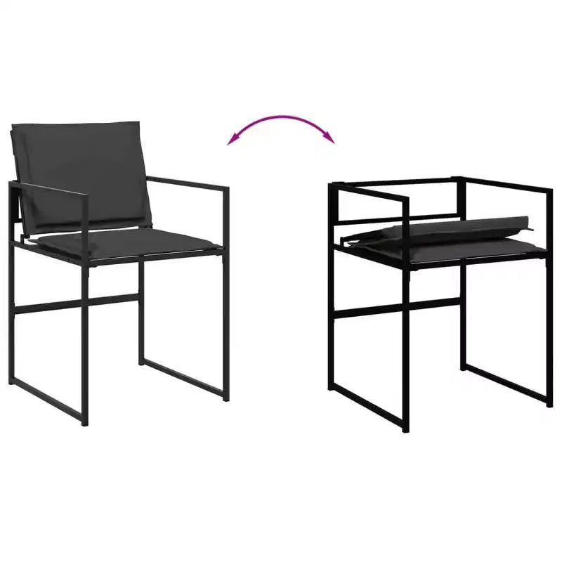 vidaXL 9 Piece Patio Dining Set with Cushions Black Textilene