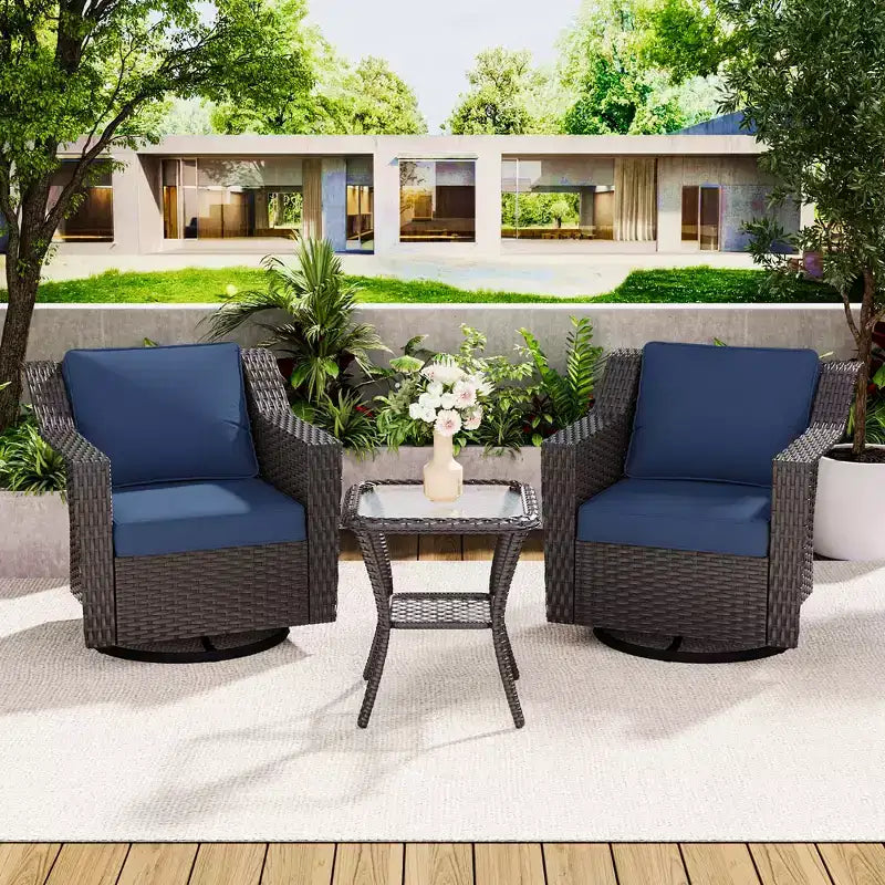 UPTIOT Outdoor Swivel Rocking Chair With Side Table