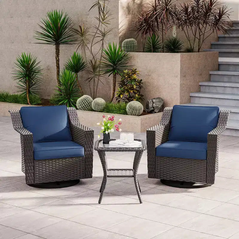 UPTIOT Outdoor Swivel Rocking Chair With Side Table