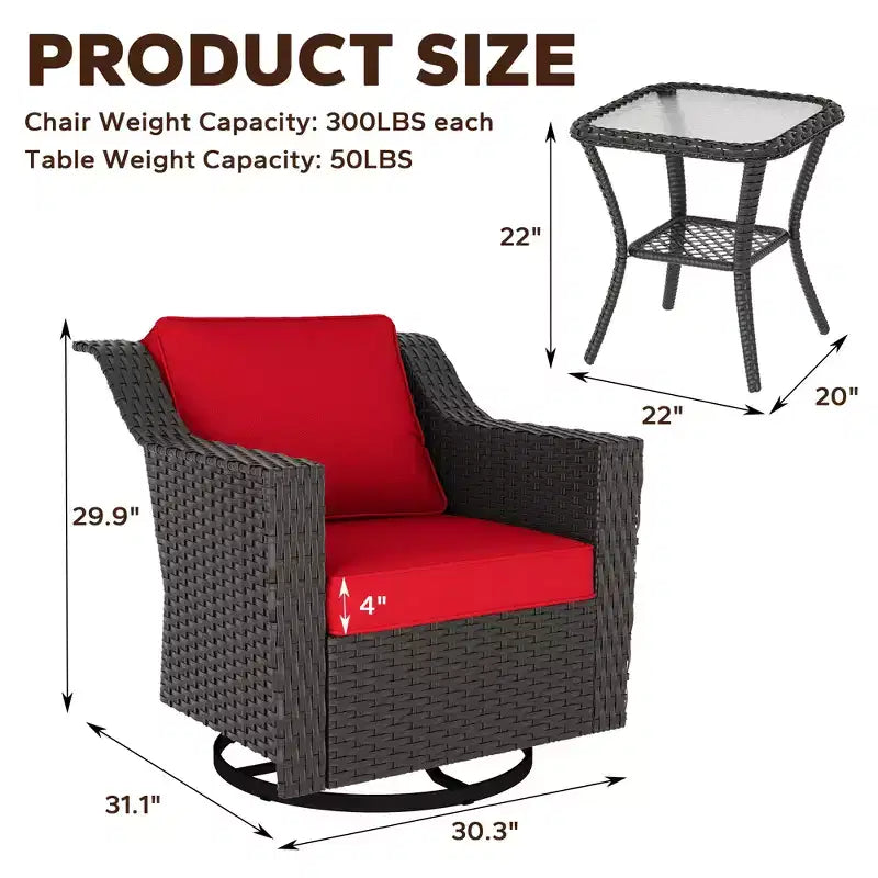 UPTIOT Outdoor Swivel Rocking Chair With Side Table