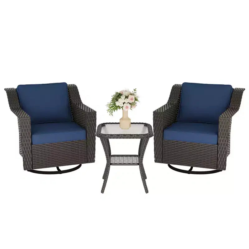 UPTIOT Outdoor Swivel Rocking Chair With Side Table