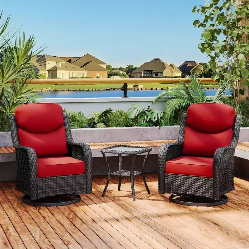 UPTIOT 2-person Outdoor Rattan Seating Group With Cushions