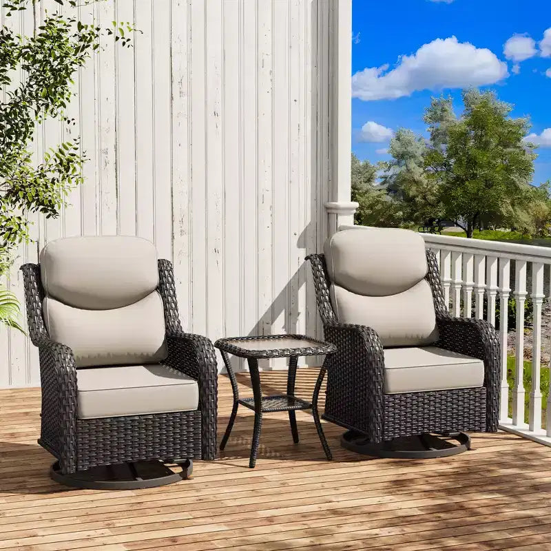 UPTIOT 2-person Outdoor Rattan Seating Group With Cushions