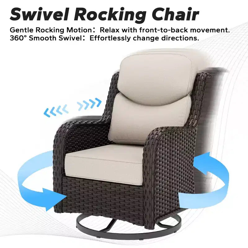 UPTIOT 2-person Outdoor Rattan Seating Group With Cushions