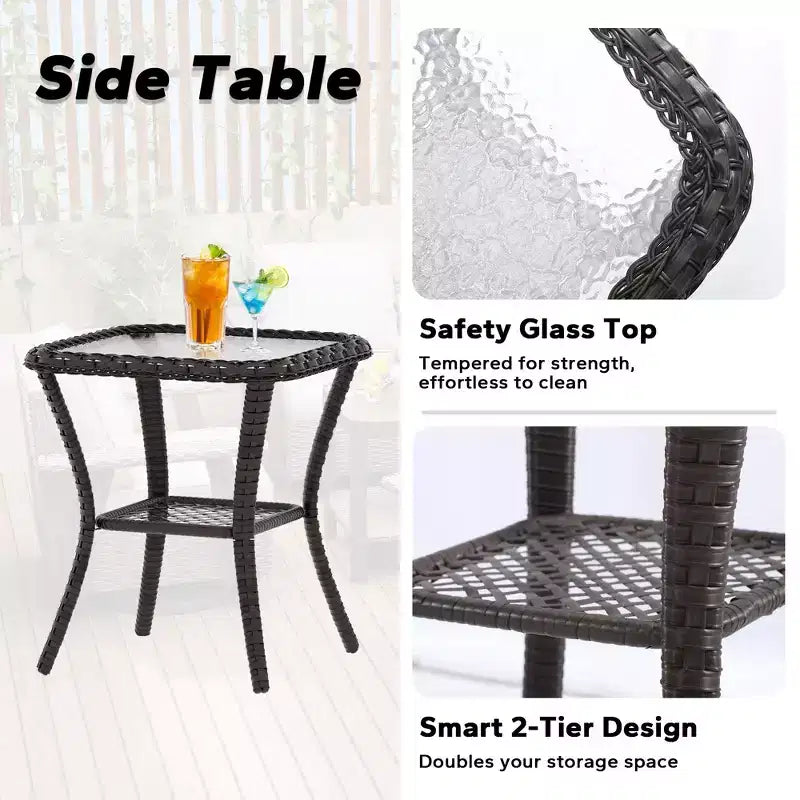 UPTIOT 2-person Outdoor Rattan Seating Group With Cushions