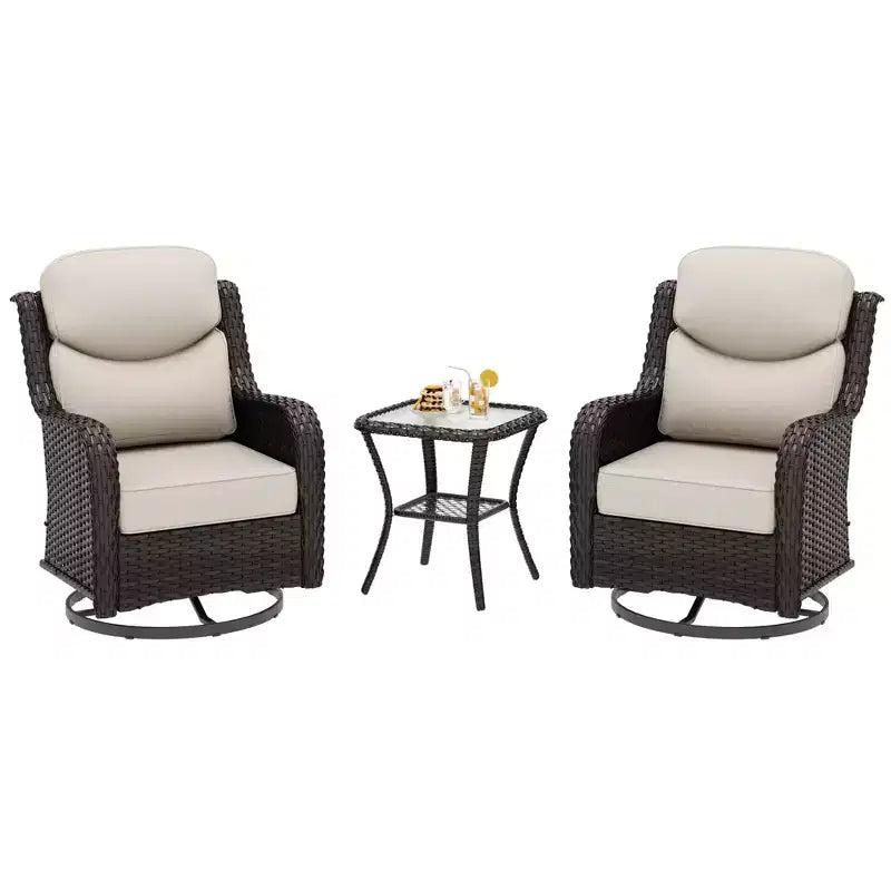 UPTIOT 2-person Outdoor Rattan Seating Group With Cushions